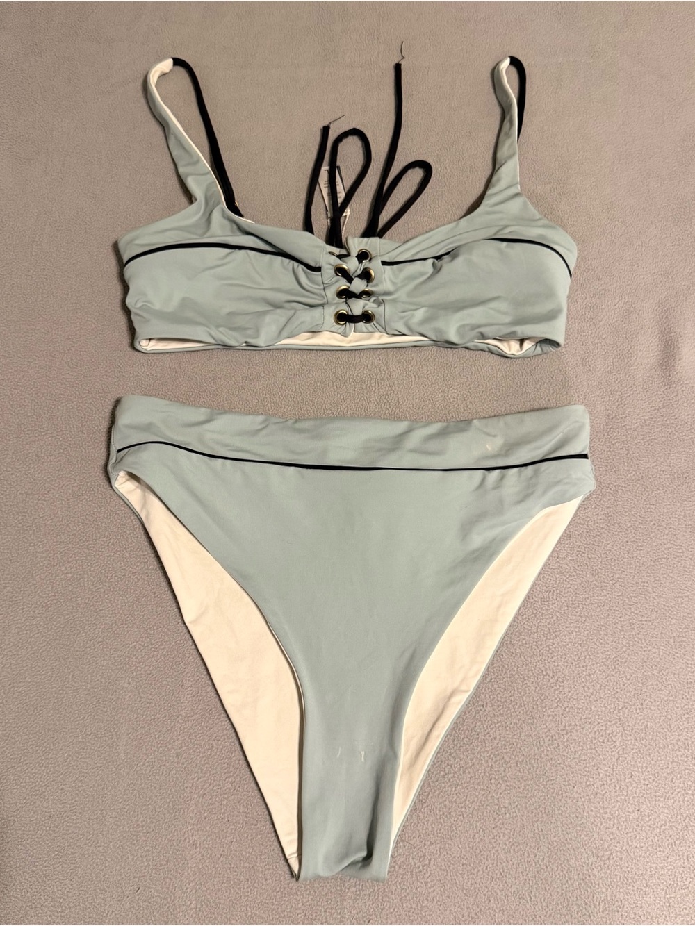 KYA Reversible Bikini 2 Piece Blue / White Swimsuit women’s Size Medium / Large